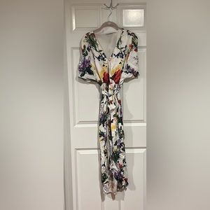 Alice + Olivia White Floral Wrap Dress